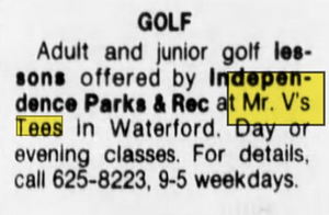 Mr. Vs Tees Driving Range - Jul 14 1983 Article (newer photo)
